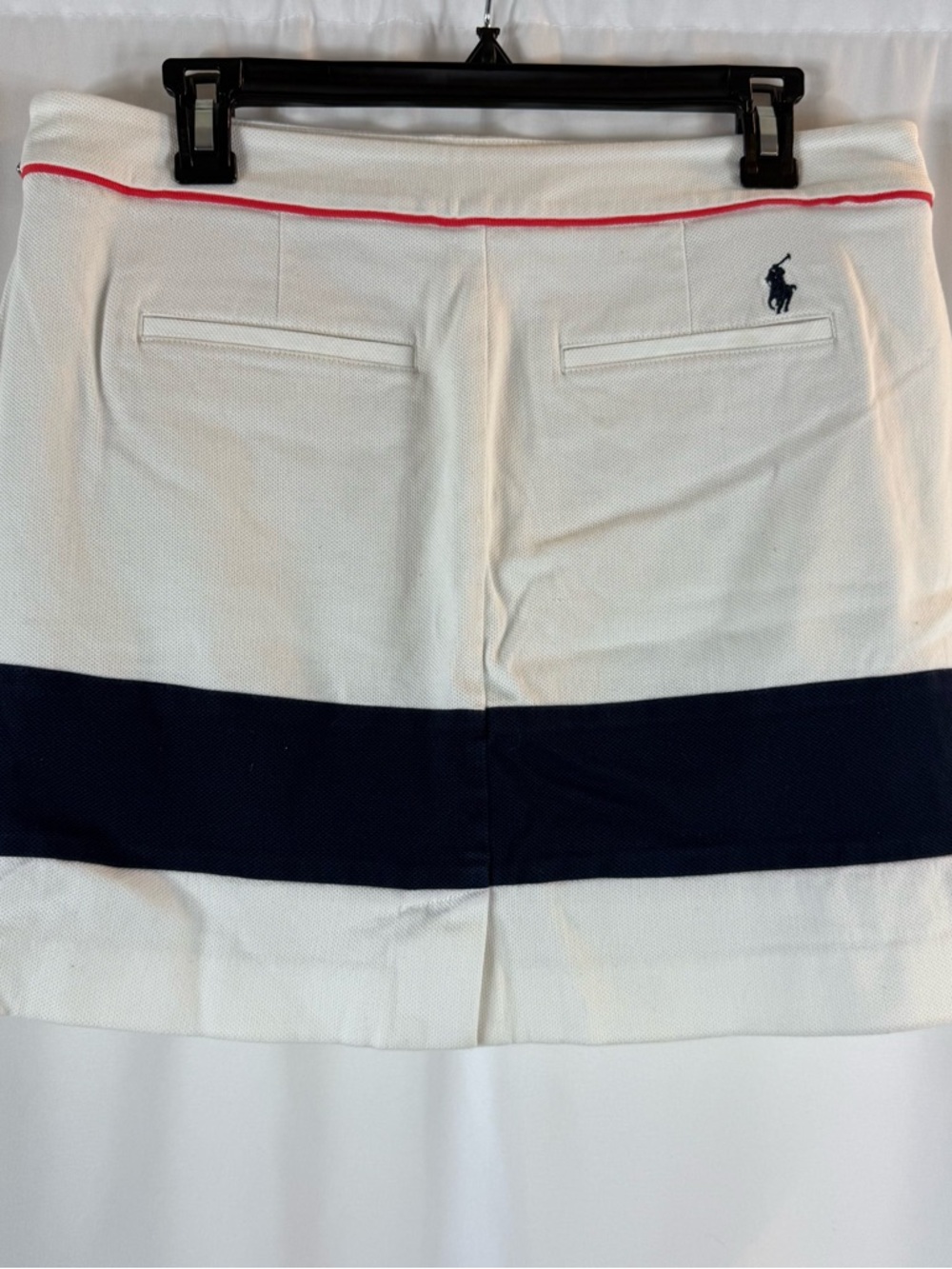 Polo Golf Ralph Lauren White women  Mini Skort  Navy Stripe and Pink Accent Sz:8 - Picture 6 of 13